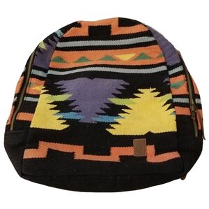 ANTHROPOLOGIE Serape Tribal Aztec Black Multicolor Boho Backpack Leather